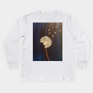 Dandelion dreams flying away Kids Long Sleeve T-Shirt